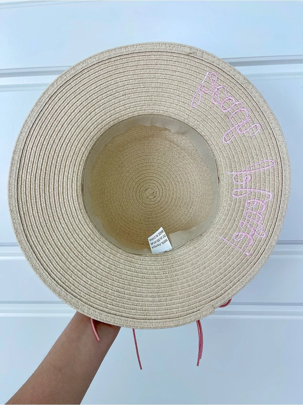 Kids Straw Sun Hat with Pink Floral Bow